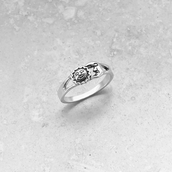 Sterling silver sun and moon ring, sun ring, moon ring, silver sun and moon ring - Picture 5 of 10